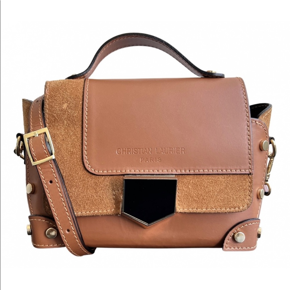 Christian Laurier Paris Camel Suede Leather Crossbody Bag